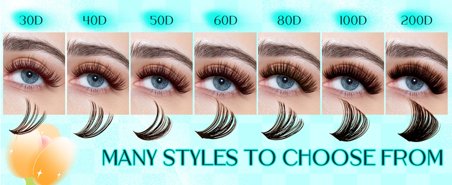 Description Picture 5 of itemGEMERRY 40D/80D/100D/200D 280Pcs DIY Eyelash Extension Kit Brown Fluffy Cluster Lashes D Curl Lash Bond and Seal, Lash Tweezers