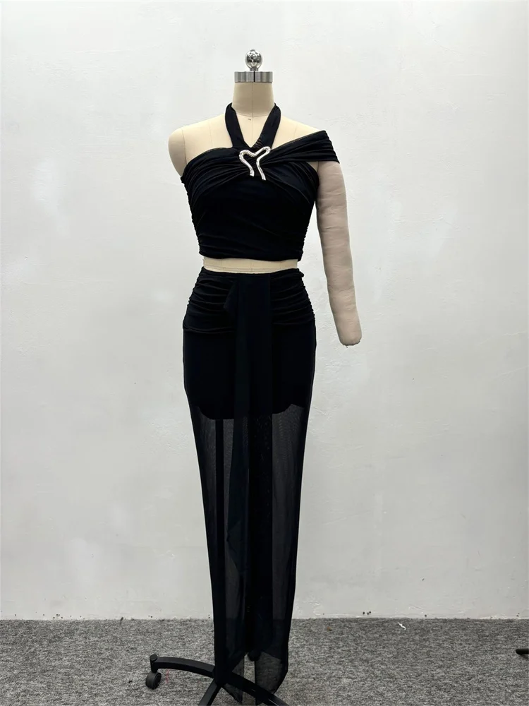 Wmstar Dress Sets Women 2 Piece Outfits Sexy Single Sleeve Top and Skirts Elegant Evening Bandage Women's Clothing Dropshipping