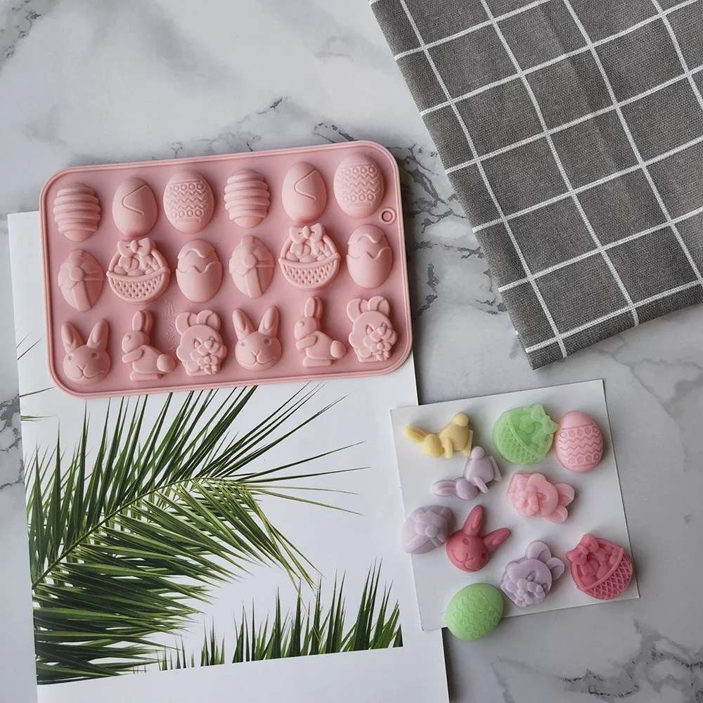 

Easter Silicone Mold Rabbit Colored Egg Chocolate Cake Holiday Decoration Baking Tools Manual Soap Mould Bakeware