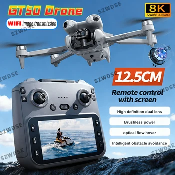 Nuovo GT50 Drone MIni 5 pro 8K con schermo Brushles Posizionamento del flusso ottico Quadcopter con fotocamera FPV WIFI RC Droni a 4 assi Giocattolo
