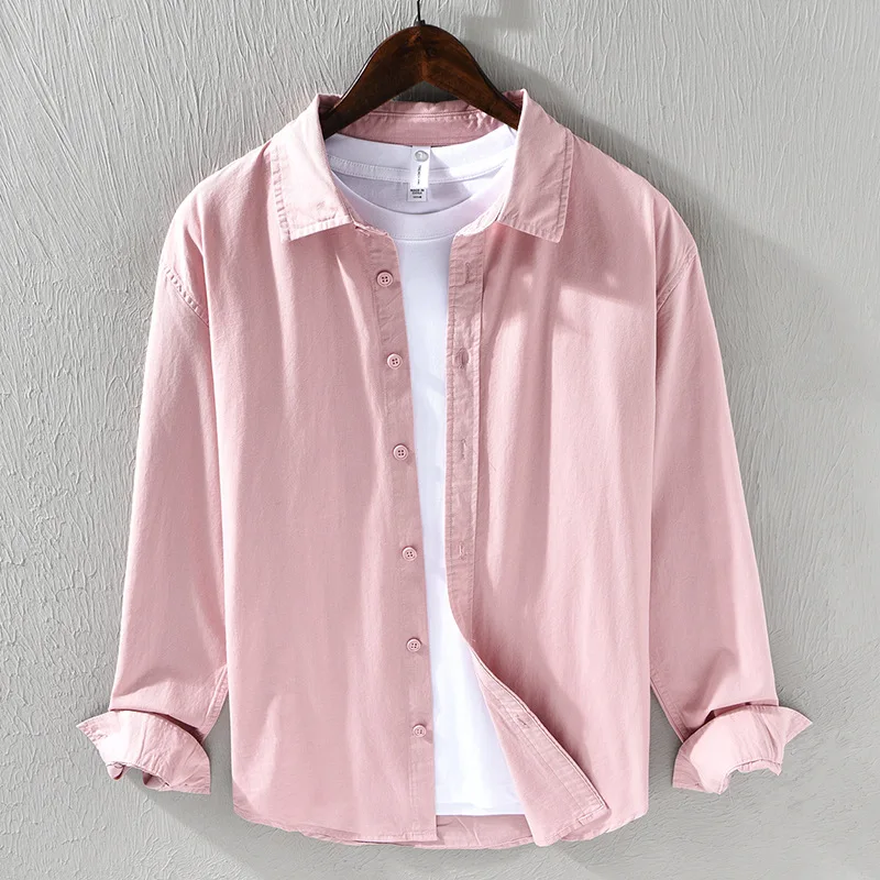 

Мужская хлопковая рубашка с длинным рукавом, универсальная Повседневная рубашка для молодежи, весна 2024