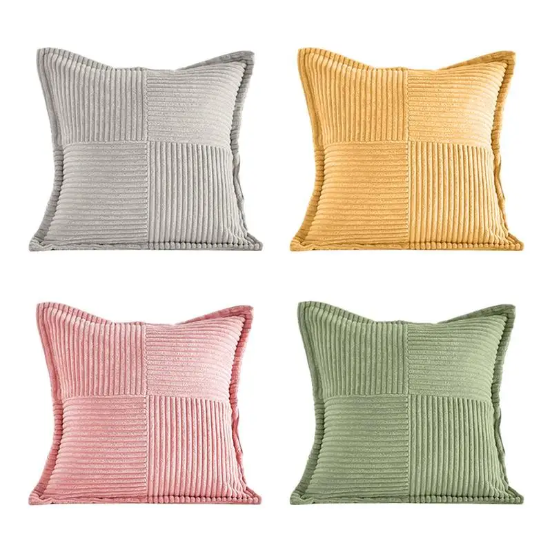 

Soft Corduroy Cushion Covers Soft Cushion Pillowcase Soft Striped Throw Square Decorative Covers Solid Cushion Covers For Sofa
