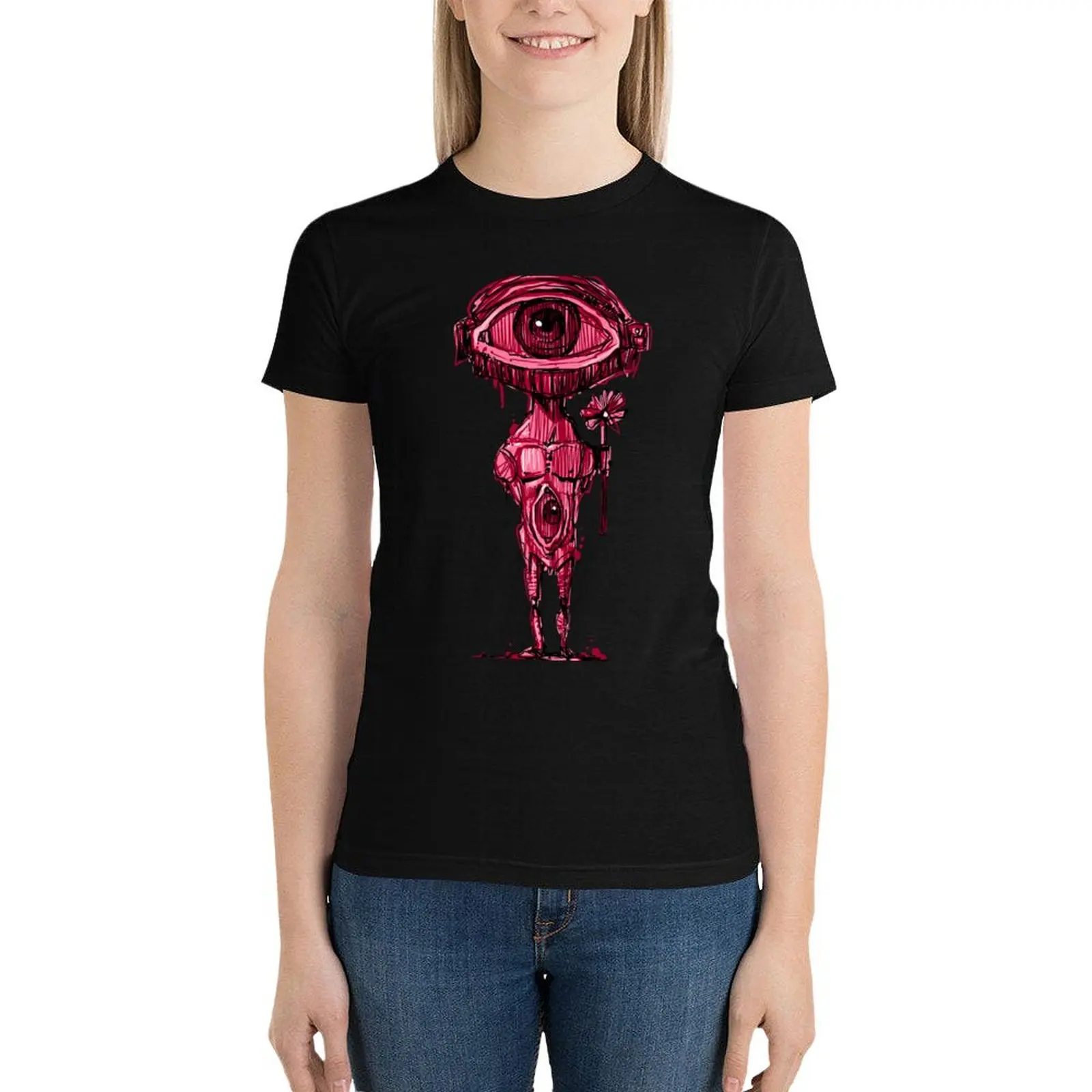 Eye ball art T-Shirt funny Short sleeve tee hippie clothes korean fashion Women's tops