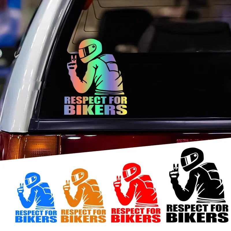 

1pc Respect for Bikers for Car Stickers Motorcycle Decals DIY Creative Auto Window Body Reflective Vinyl Trim Motocross Logo