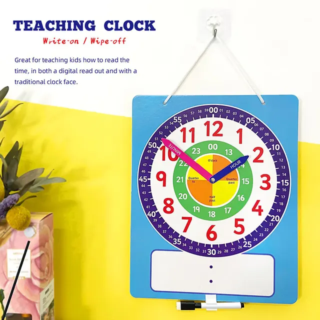 Montessori Magnetic Clock Board Teaching Aids 24-Hour Clock Model Time Activity Game Learning Time Educational Toys For Children 2