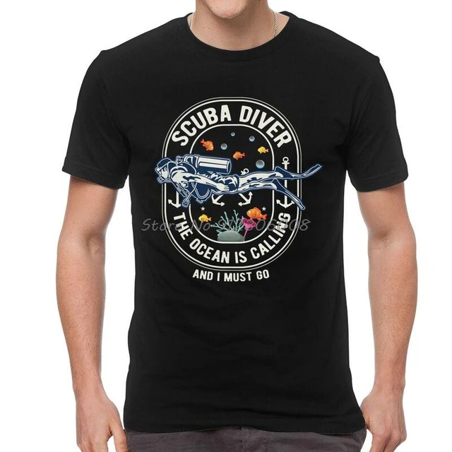 Trickle kalligraf Emuler Scuba Diving T Shirt Men's Cotton Print T-shirt Tshirt Short Sleeve  Adventure Ocean Dive Diver Tee Tops Harajuku Streetwear - AliExpress