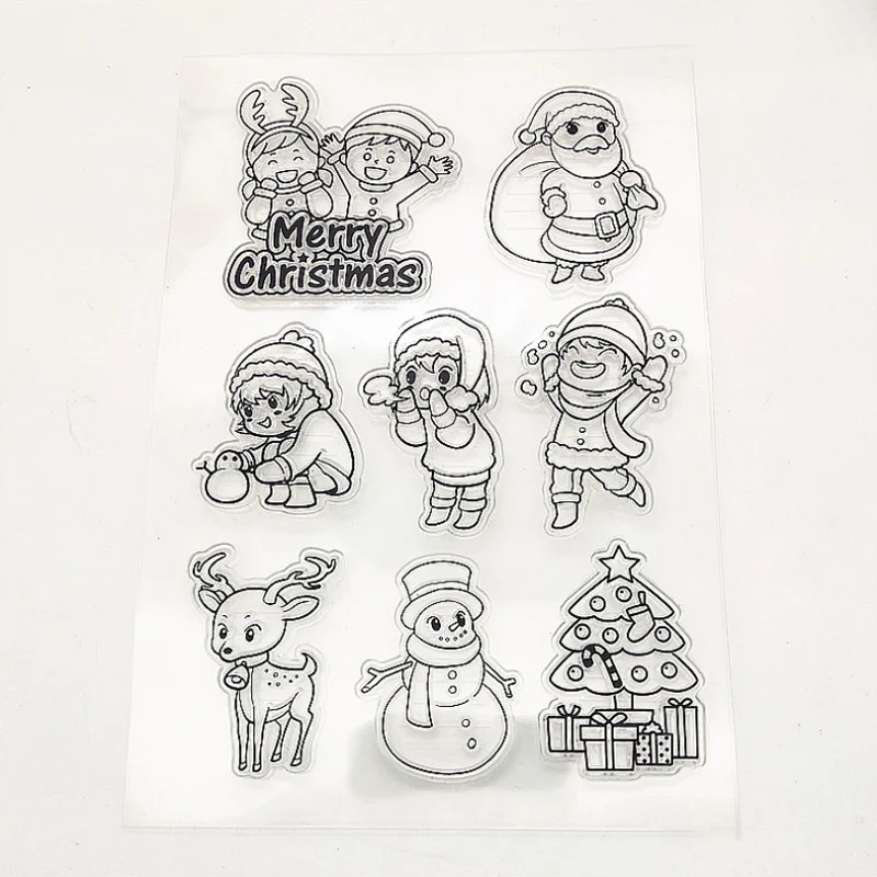 11*16cm Christmas Transparent Silicone Finished Stamp DIY Scrapbooking Journal Rubber Coloring Embossed Stencils Decora Reusable magnolia girl transparent silicone rubber stamp and metal die sheet cling scrapbooking diy cute pattern photo album stamp