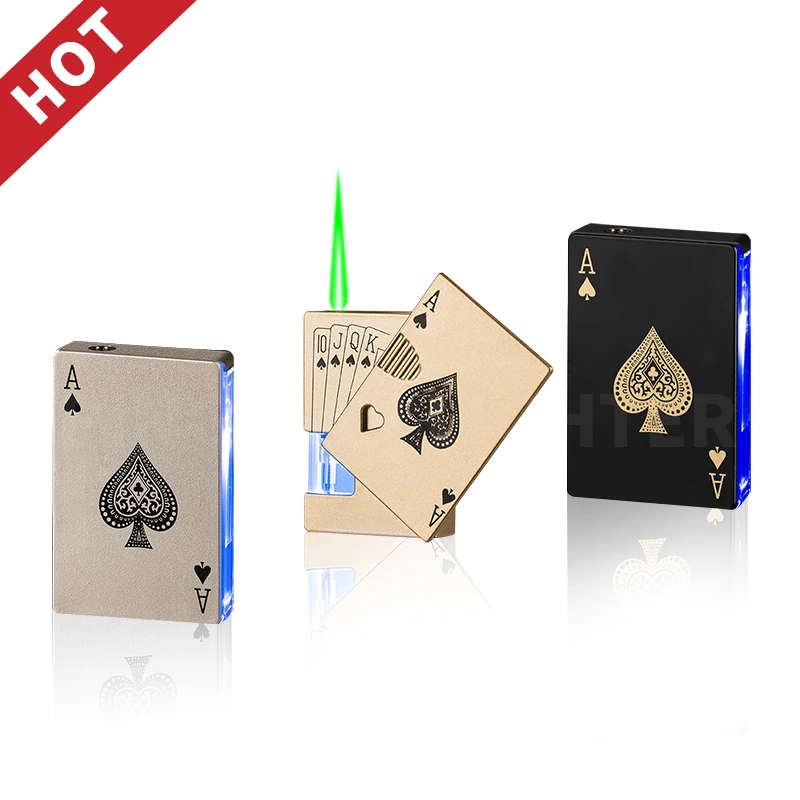 Novel Playing Card Lighter Luminous Poker Lighter Metal Outdoor