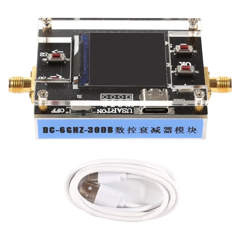 modulo-de-atenuador-rf-programable-digital-dispositivo-tipo-type-c-6g-30db-pantalla-tft-carcasa-cnc-soporte-de-atenuador-de-comunicacion