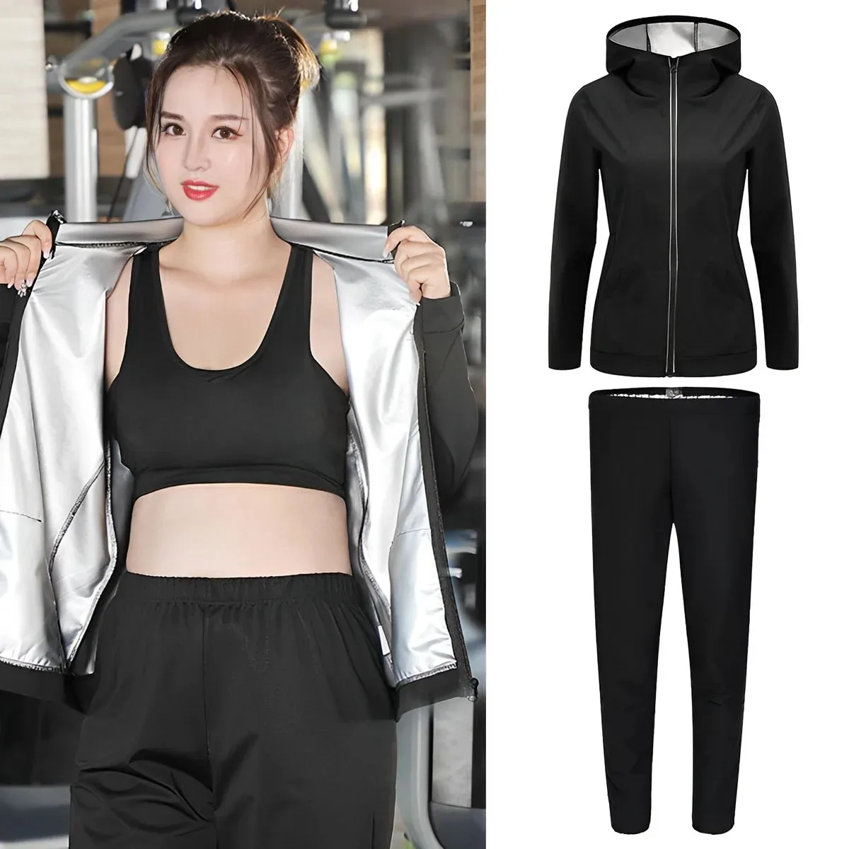 

Women Sauna Suit Weight Loss Sweating Clothes Quick Dry Gym Fitness Sportwear Sets Female Slimming Tracksuit