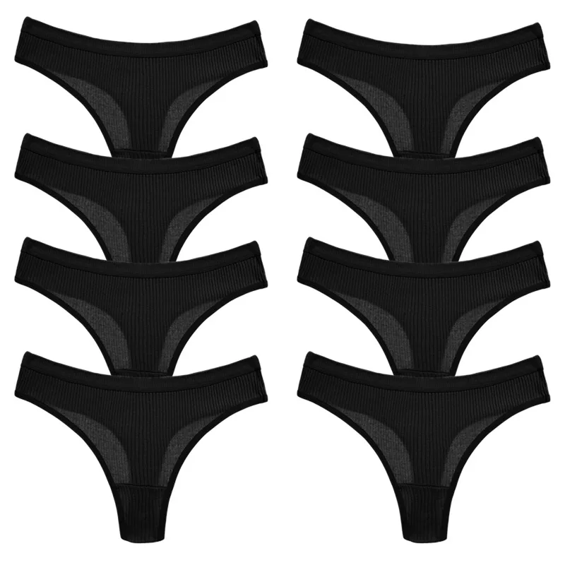 BZEL 8PCS/Set Women's Panties Cotton Thongs Female Simple Breathable Underwear Sexy Lingerie Comfortable Striped Woman G-Strings
