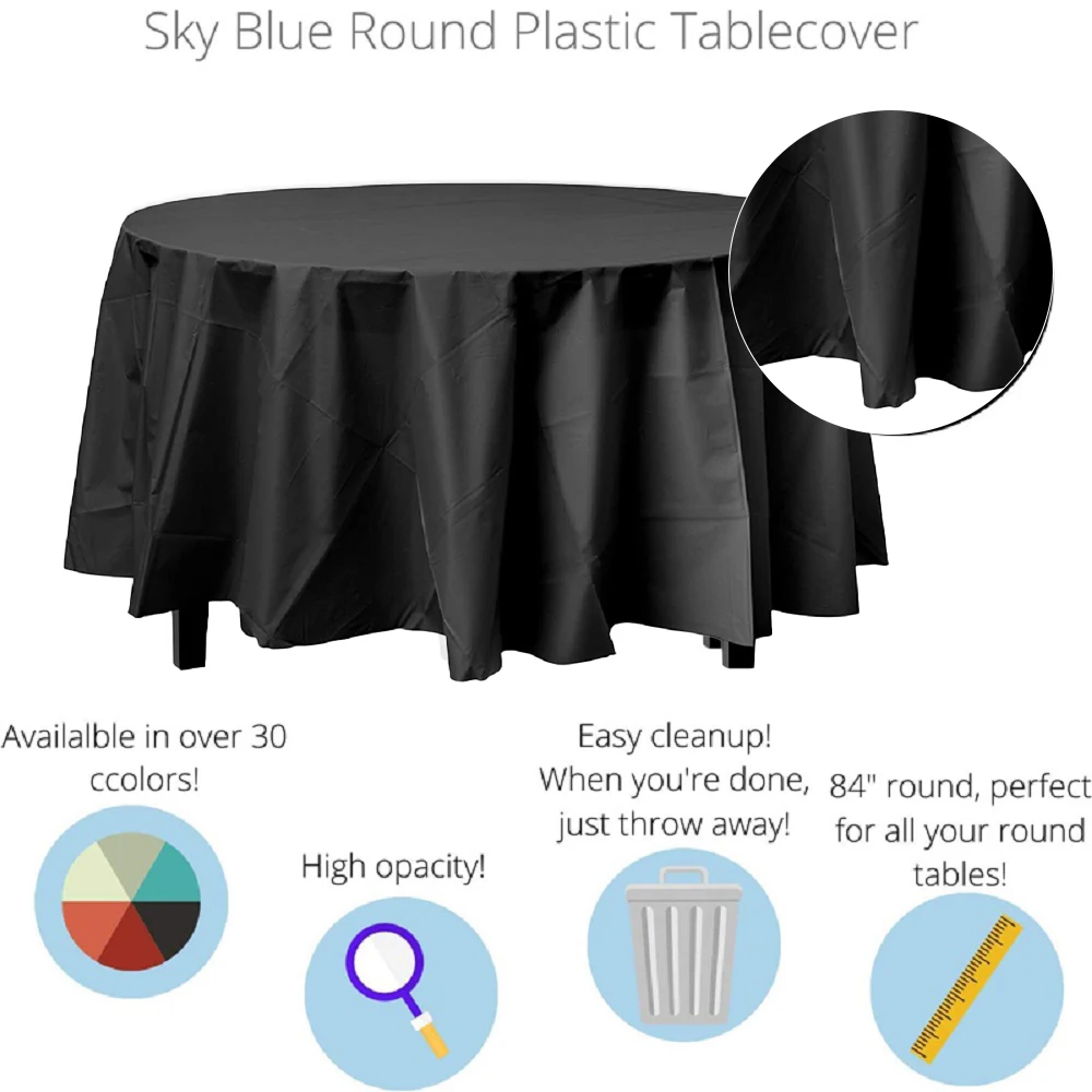 Black/White/Red Disposable PEVA Decorative Solid Plastic Tablecloth 1pc 4
