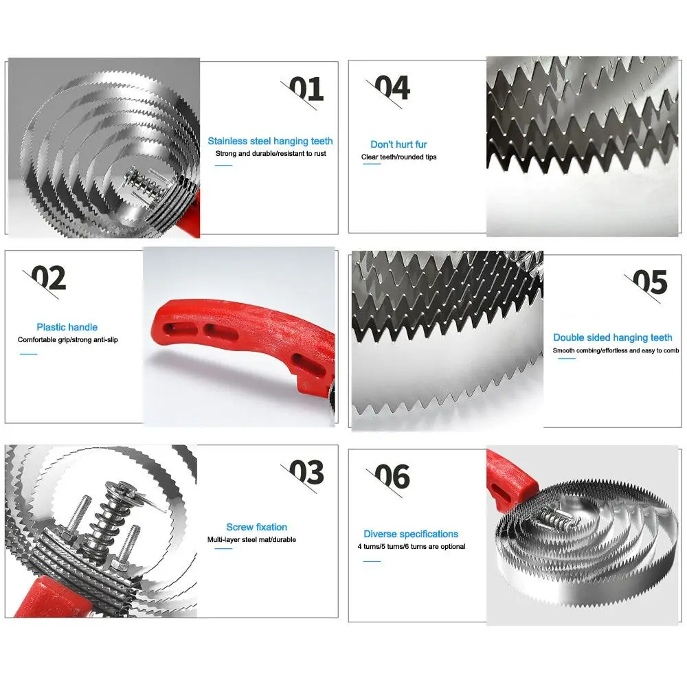 4/5/6-Circles Curry Comb Metal Cow Scratching Tool Livestock Serrated Cleaning Brush Horses Groomer Scraper Cattle Horses