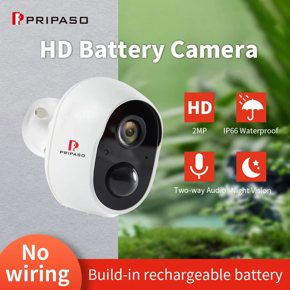 Wifi IP Camera 1080P CCTV Indoor Outdoor Low-power Wireless IP66 Waterproof Security Rechargeable
