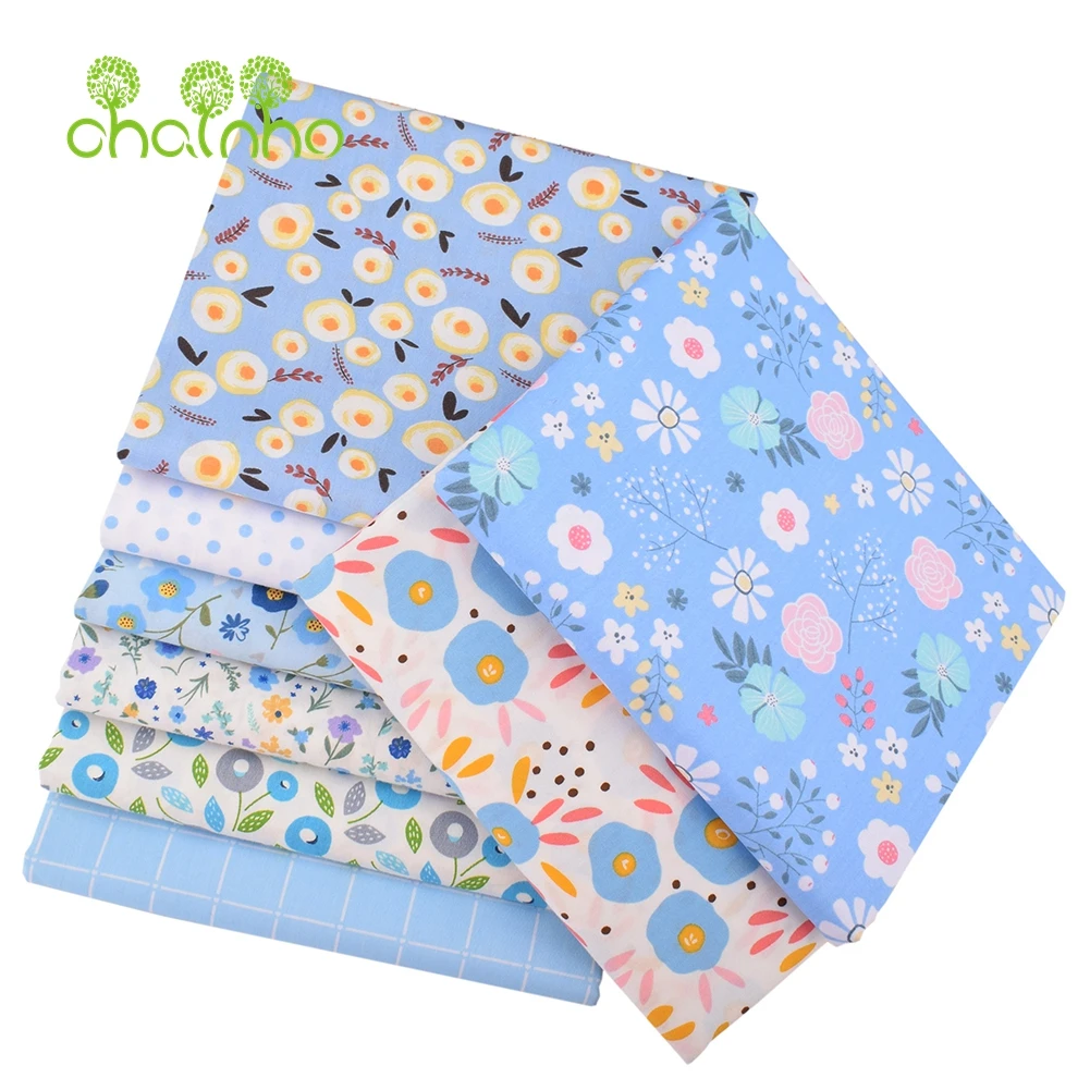 Chainho,Printed Twill Weave Cotton Fabric,DIY Sewing Quilting Material,Patchwork Cloth,8 Designs Floral Series,2 Sizes,15C236