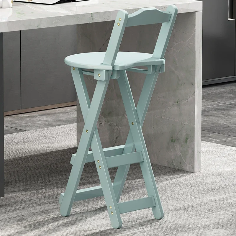 Portable Bar Chair Furniture Milk Tea Shop Cashier High Stool Living Room Back Dining Chair Modern Simple Folding Stool