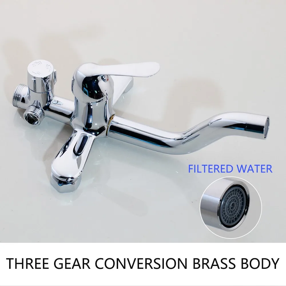Chrome Polished Rainfall Wall Mounted Bathroom Shower Faucet Set Adjust Height Handle Shower Mixer Water Tap