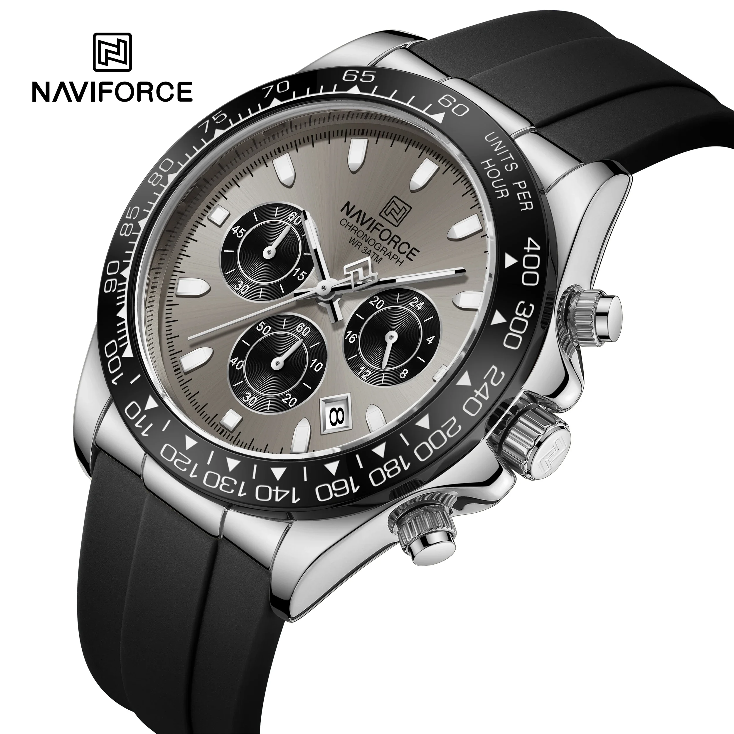 NAVIFORCE Original Quartz Watches For Men Silicone Band Casual Sports ...
