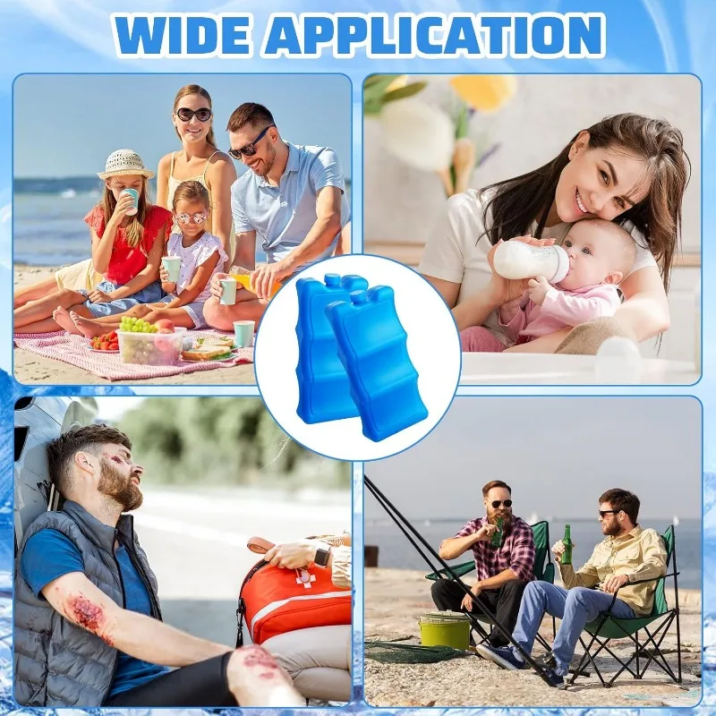 6PCS/SET New 500ml Gel Freezer Ice Blocks Reusable Cool Bottle Ice Pack Double Sided Cool Cooler Pack Bag Home Picnic Bar Use