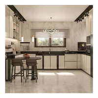 หรูหราอัตโนมัติOakห้องรับประทานอาหารตู้โมเดิร์นไม้ตู้เก็บอ่างล้างจานตู้ห้องครัว 1