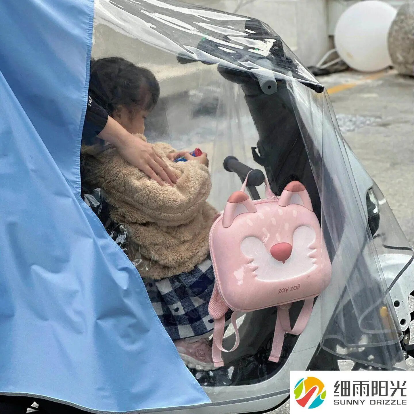 두꺼운 전기차 비옷, 어린이용 이중 부모-자녀 방수 커버, 2인용 전기차 비옷(투인원)