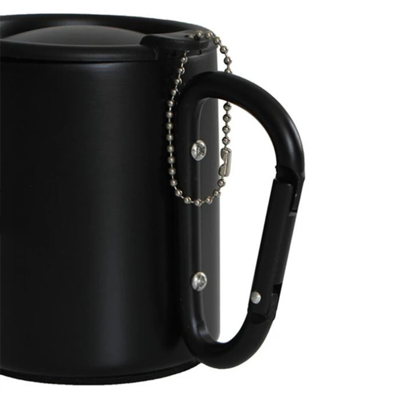 Portable Cups Portable Carabiner Hook Handle Mug with Lid Outdoor Travel Coffee Mug Camping Hiking Cup Lightweight Insulated