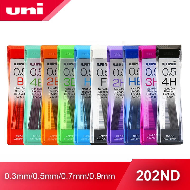 1pcs UNI Lead 0.3/0.5/0.7/0.9-202ND Nano Diamond Extra Hard Automatic Pencil Refills Pencil Lead Black Lead HB2B/2H/3B/4B 13pcs lot 900m t soldering iron tips black lead free solder tips sting bga soldering station rework tools