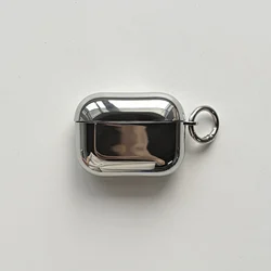 Elegant Electroplated Silver Protective Earphone Case with Metal Ring - AirPods 5 (Glossy Silver)