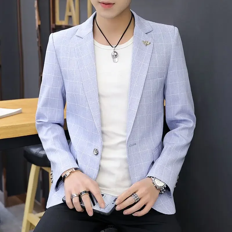 Party Linen Gray Men's Suit Jackets Single Breasted Coat Male Blazer Summer New in Simple Clothing Fashion 2024 Casual Classic 3