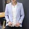 Party Linen Gray Men's Suit Jackets Single Breasted Coat Male Blazer Summer New in Simple Clothing Fashion 2024 Casual Classic 3