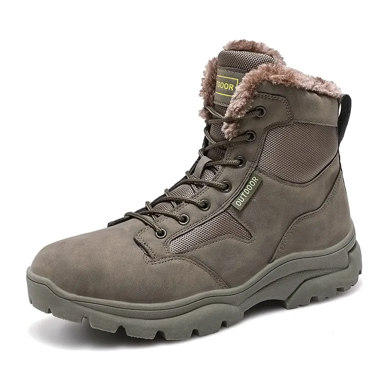 

Brand Winter Men's Boots Thick Plush Warm Men's Snow Boots Soft Leather Non-Slip Men Ankle Boots Waterproof Men's Military Boots