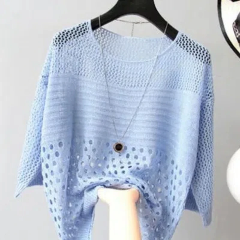 Spring and Summer New Ice Silk Top Knitted Back Hollow Thin Bottom Suspender Street Women's Casual Shirt 13686