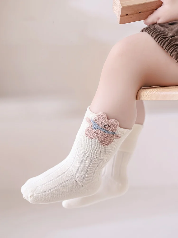 Description Picture 4 of item3Pairs/lot Newborn Baby Boy Girl Kids Socks Cartoon Striped Children's Sock Soft Autumn Winter Infant Toddler Socks For Girls