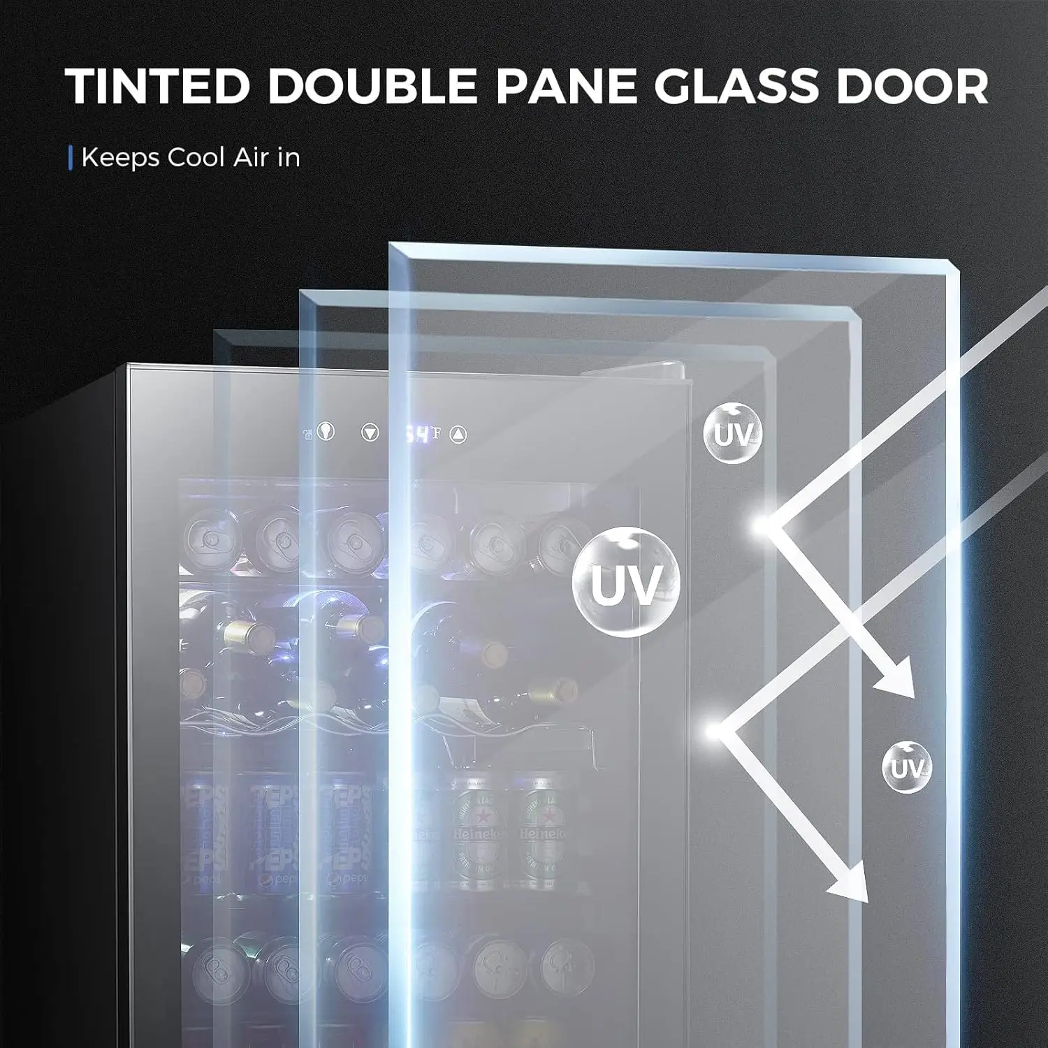 4.5 Cu.ft Beverage Refrigerator and Cooler, 145 Can Mini Fridge Glass Door,Digital Temperature Display for Soda, Beer or 5
