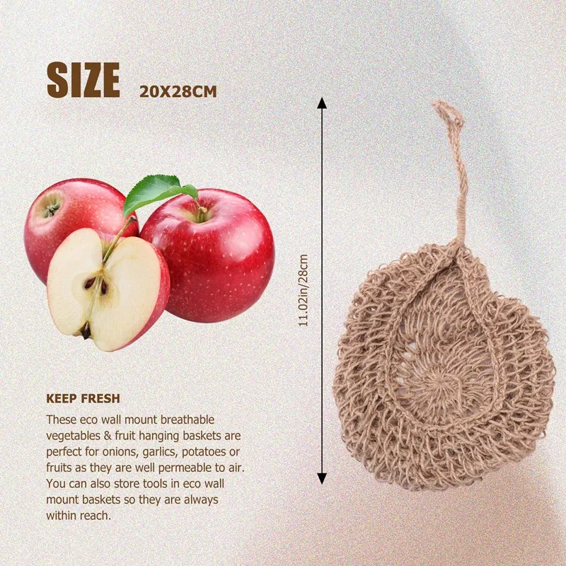 ABXF-Twine Onion Basket Hanging For Pantry, Potato Garlic Onion Pantry Storage Baskets, Boho Wall Baskets 2Pcs