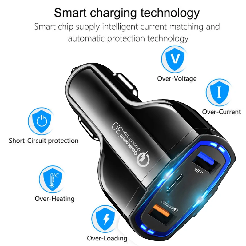 Автомобильное зарядное устройство с USB-портом на 4 8 А и светодиодным дисплеем |