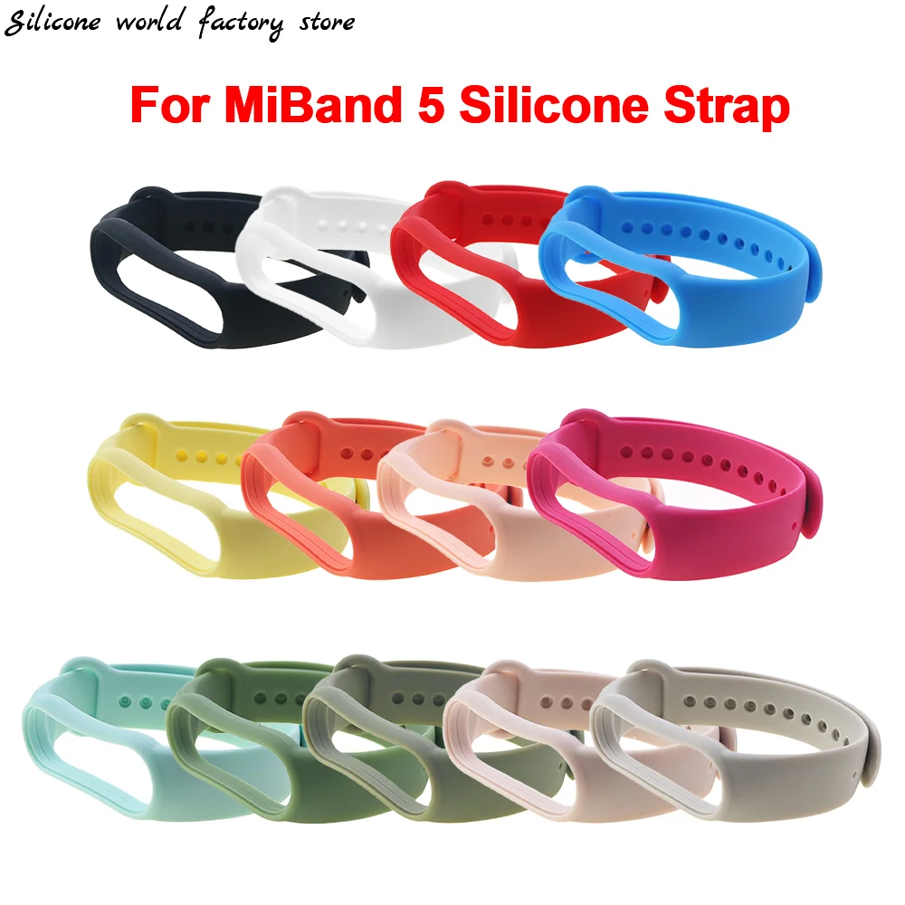 Silicone world Xiaomi Mi Band 5 Silicone Strap Sport Bracelet watch Silicone wrist strap For Miband 5 4 3 bracelet Wristband