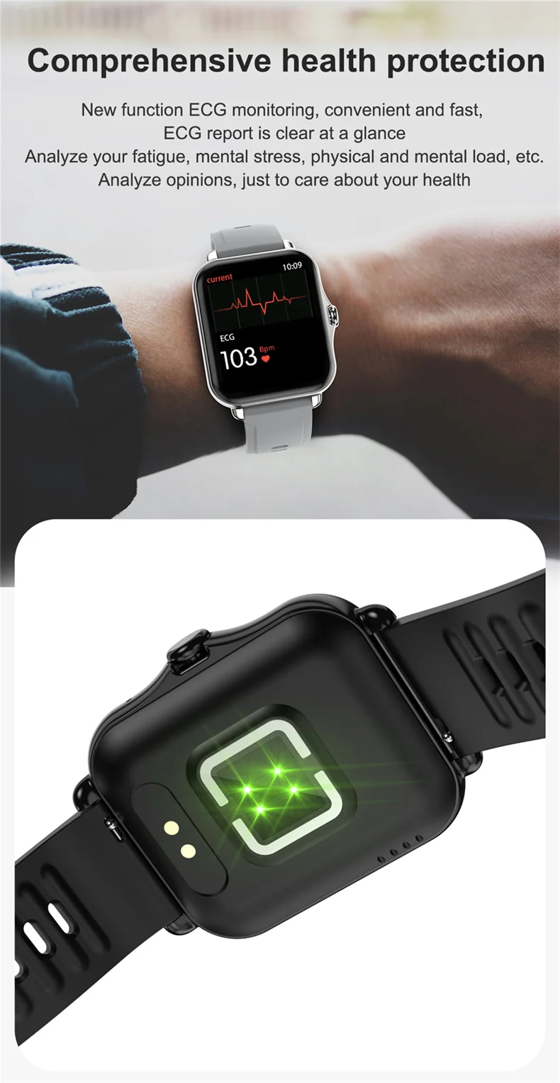 ECG Smart Watch Men Women Touch Clock Screen Sport Fitness Heart Rate Bluetooth Call Women Watch Compatible with ios For Xiaomi