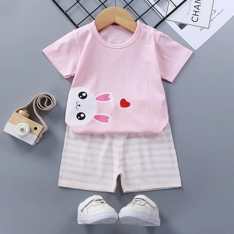 100% Cotton Kids Sets Baby Girls Clothing Summer Short Sleeved Two Piece Set Toddler Costumes Outfits Baby Clothes Boys Suits Baby Clothing Set comfotable Baby Clothing Set