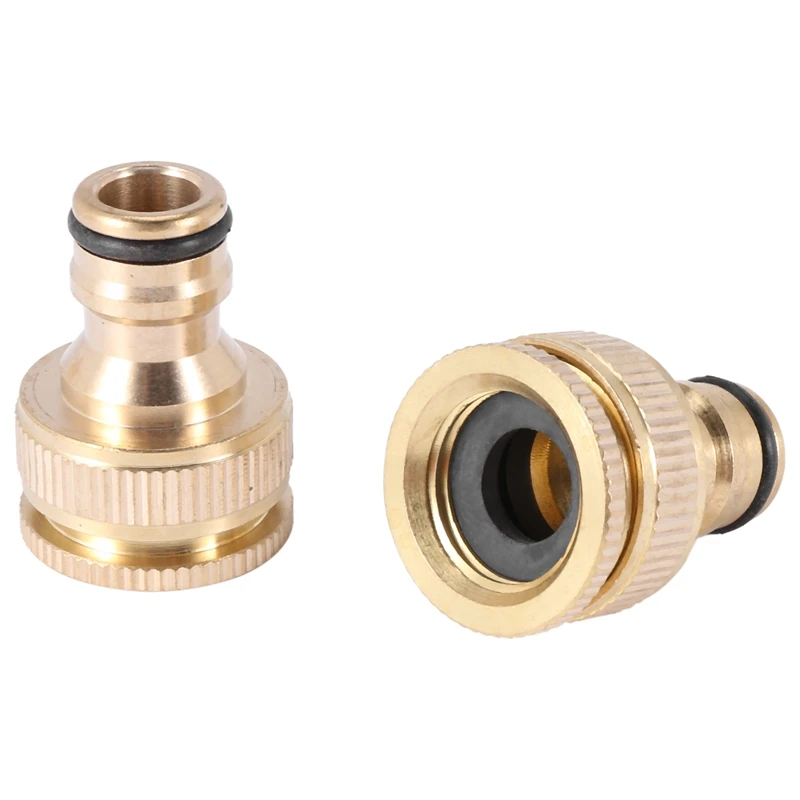 

New 2 Pack Brass Garden Hose/Hosepipe Tap Connector 1/2 Inch And 3/4 Inch 2-In-1 Female Threaded Faucet Adapter