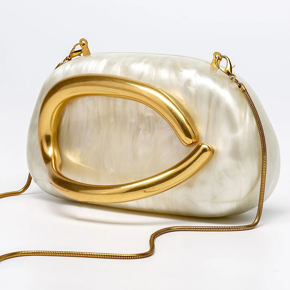 Women Vintage Crossbody Bag with Chain Elegant Evening Bag Acrylic Trendy Clutch Bag Shopping Travel Party Phone Bag