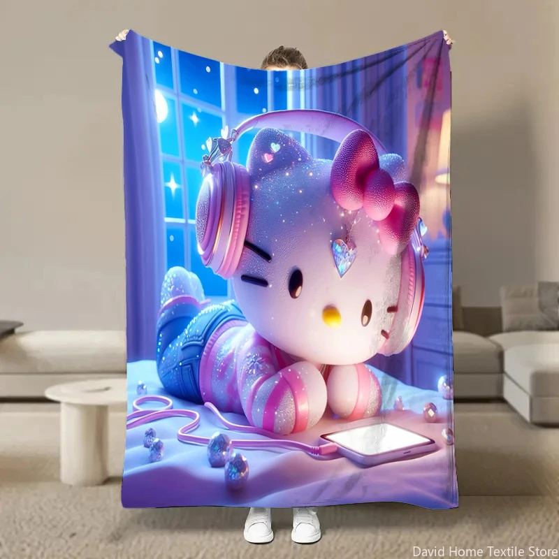 10 Styles Sanrio Hello Kitty Throw Flannel Fluffy Blanket Soft Quilt Thicken Plush Blanket Cartoon Sofa Blanket Child Adult Gift 4