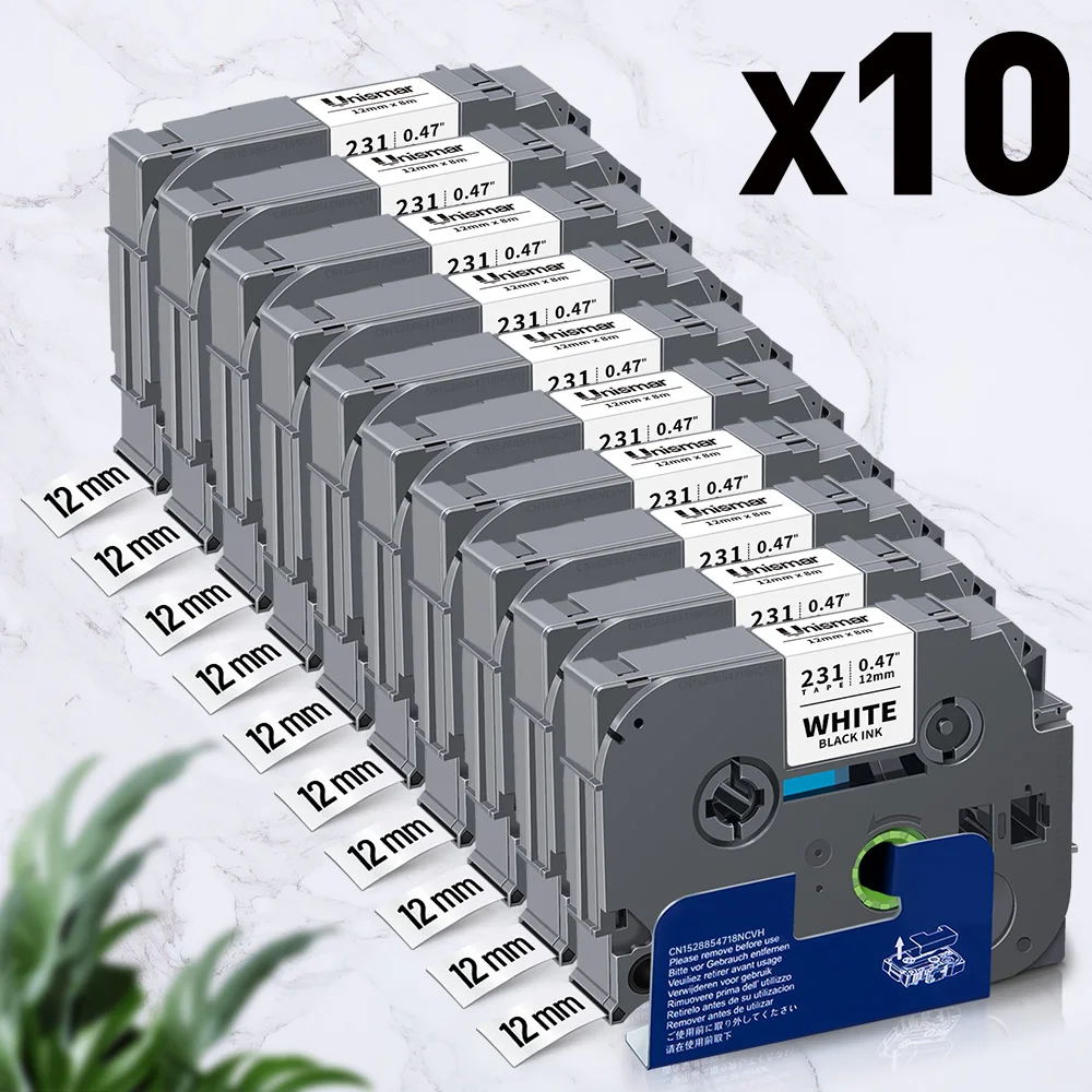 Description Picture 2 of item5PK/10PK 6/9/12mm TZe231 Compatible for Brother P-touch TZe221 TZe211 TZe-White-Tape Lamination Label for Brother PTH110 Printer