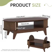 Coffee Table with Storage,Mid Century Modern Coffee Tables with 2 Flip-Top Hidden Lids,Fluted Coffee Table,Wood Center Table for 2
