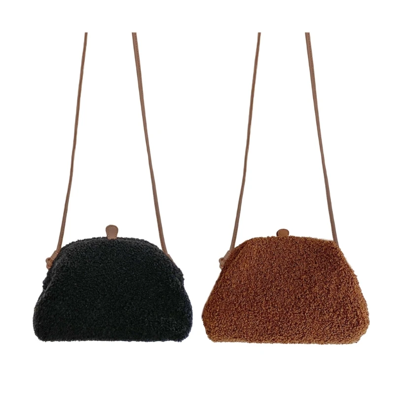 

Autumn and Winter Plush Shoulder Bag Womens Fashion Lambswool Bag Small Handbag