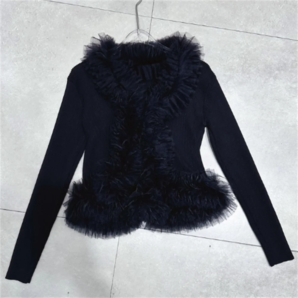 

Тонкий меховой вязаный кардиган с длинными рукавами, газовый свитер, пальто