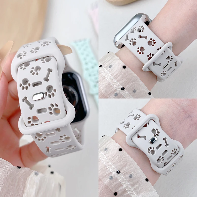 รูปสินค้า สายรัดข้อมือซิลิโคนลายอุ้งเท้าสุนัขสำหรับ Apple Watch