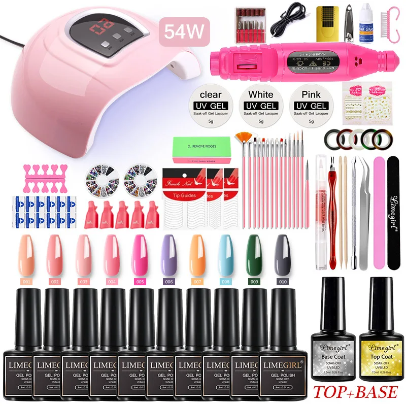 

Manicure Set for Nail Extensions Gel Nail Polish Set Acrylic Kit Poly Nail Gel Set With 72W UV LED Nail Lamp Gel Kits Nail Tools
