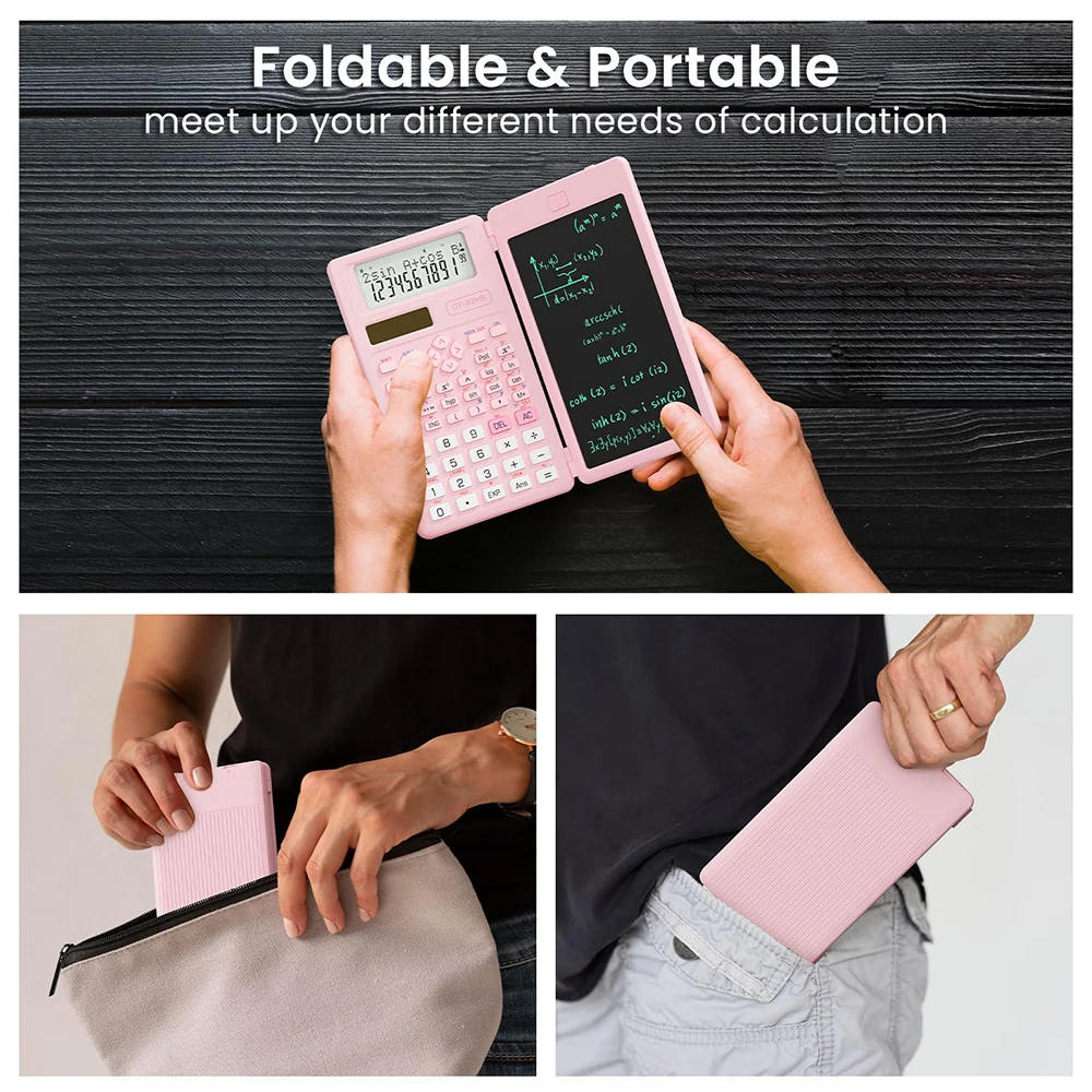 Scientific Calculators for School with Notepad School Supplies 240 Functions 82MS Foldable 2-Line Display Solar and Battery Powe - 5