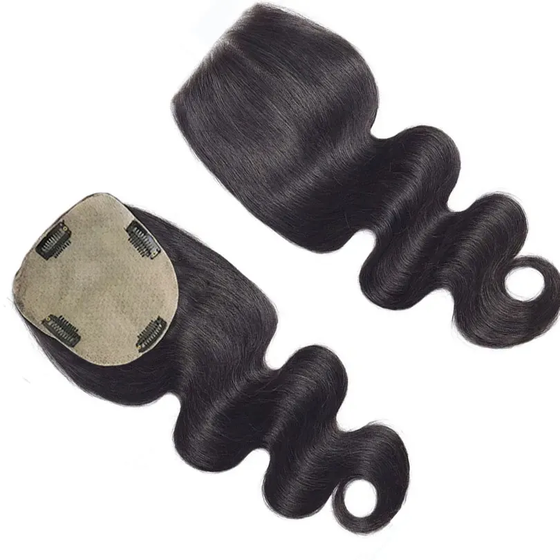 

Injected Silk Skin Base Virgin Human Hair Topper Body Wave Hair 12x13cm Women Toppers with 4 Clips 15x16cm